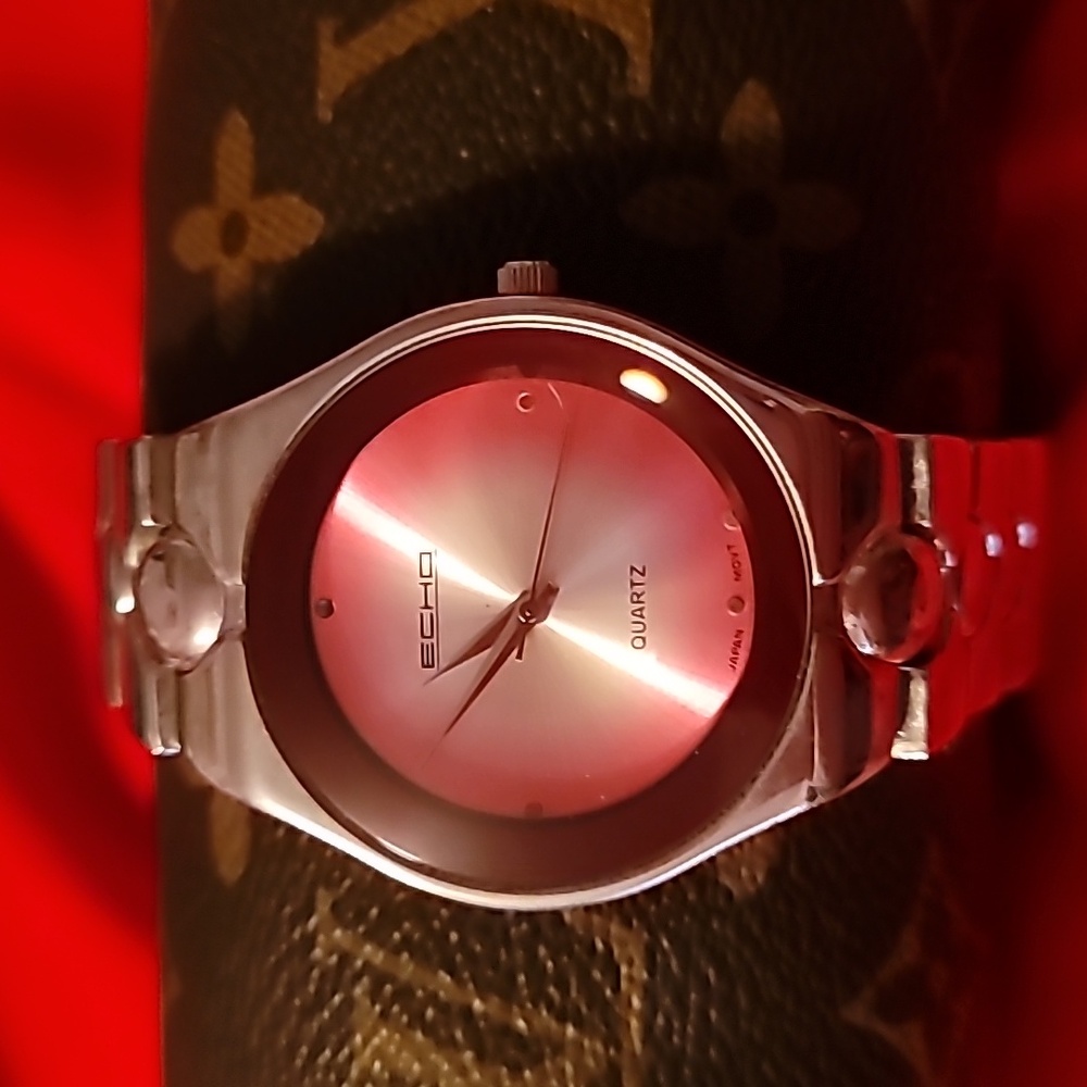 Men's‎ Echo Silver Watch with Pink Ombre Face